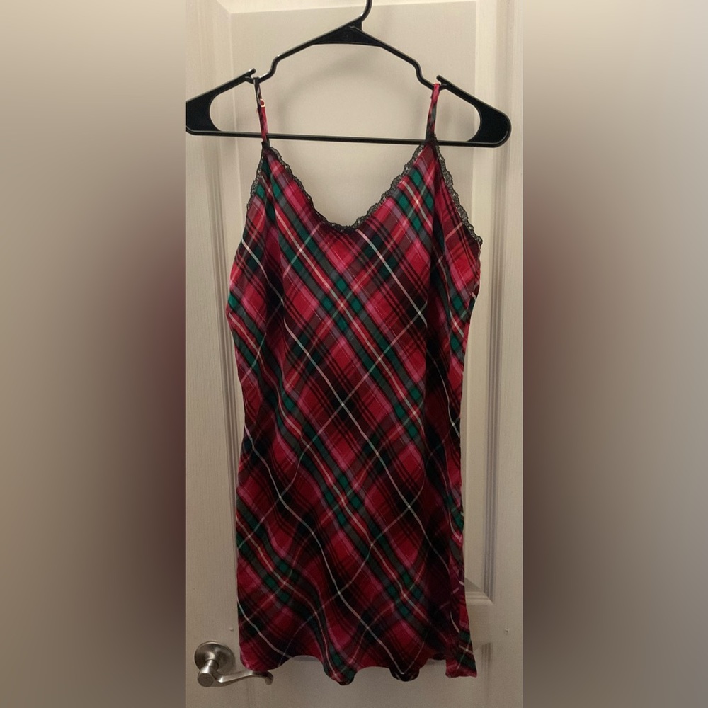 Victoria's Secret Plaid Pajama Nightgown/Slip Dress with a hint of shimmer - Picture 2 of 7
